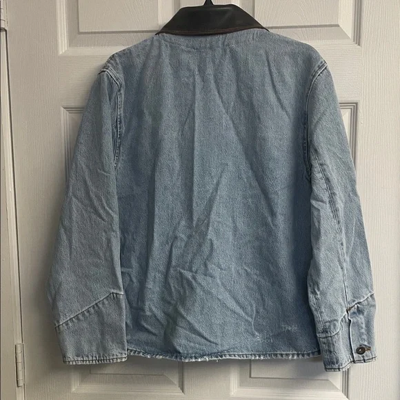 Virginie Leather Collar Denim Jacket - Picture 5 of 8